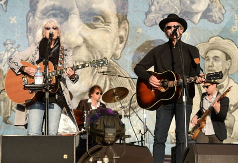 Emmylou Harris and Rodney Crowell perform onstage during Hardly Strictly Bluegrass, 2015.