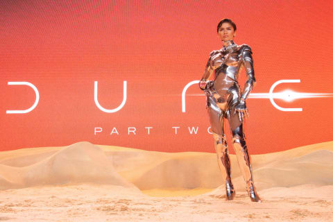 These days, she's known for her daring looks. Case in point: This robot body armor suit that she wore at the world premiere of "Dune: Part Two."