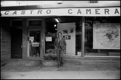 Portrait Of Harvey Milk Outside Castro Camera