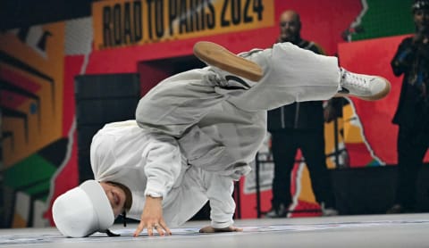 B-girl Ami of Japan performs at the Olympic Qualifier Series 2024,