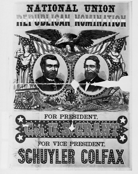 A campaign poster for Ulysses S. Grant and his running mate, Schuyler Colfax.