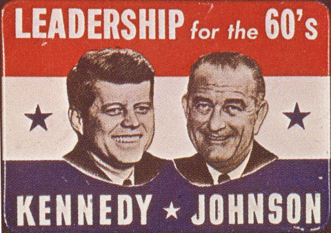 A hopeful John F. Kennedy and Lyndon B. Johnson campaign graphic.