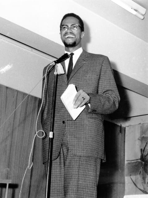 Malcolm X speaking in the UK.