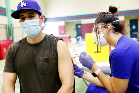 A Los Angeles resident gets vaccinated for mpox.