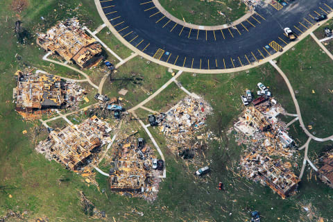 A tornado outbreak flattened homes in Joplin, Missouri, in 2011.