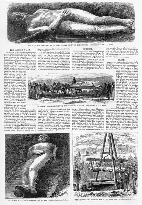 Illustrations of the Cardiff Giant in ‘Harper's Weekly.’