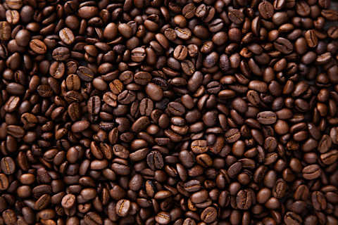 Roasted coffee beans.