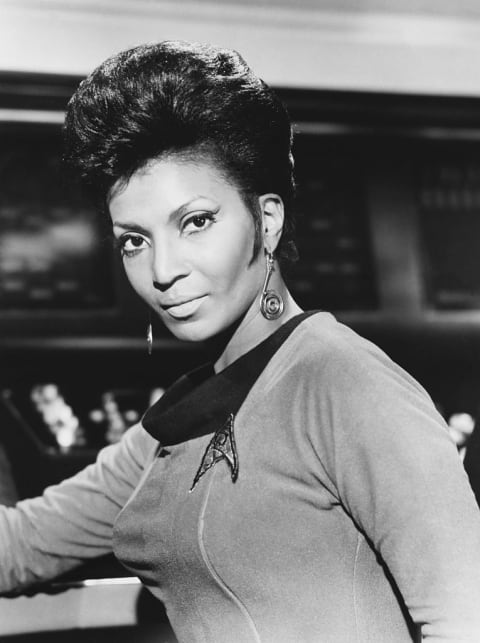 Nichelle Nichols as Uhura.