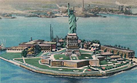 The Statue of Liberty on Bedloe’s Island In New York Harbor.