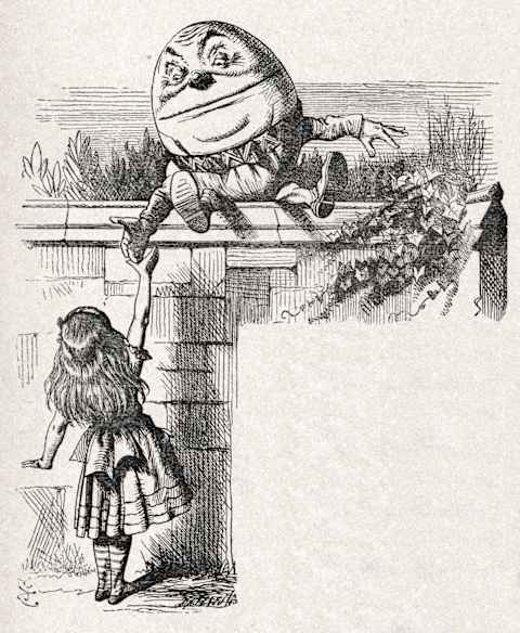 Humpty-Dumpty on the wall in ‘Through the Looking-Glass.’