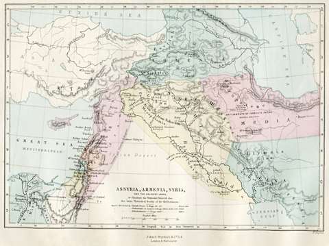 A 19th-century map of Assyria, Armenia, Syria, and the adjacent lands.