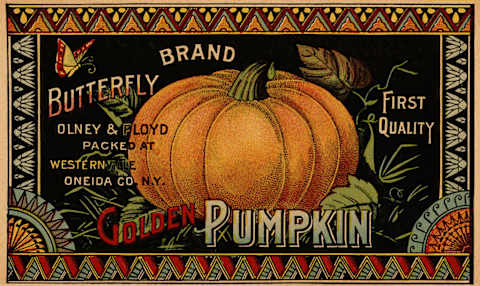 An old label for Butterfly Brand canned golden pumpkin.