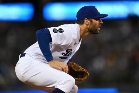 Oct 21, 2021; Los Angeles, California, USA; Los Angeles Dodgers left fielder Chris Taylor (3) plays