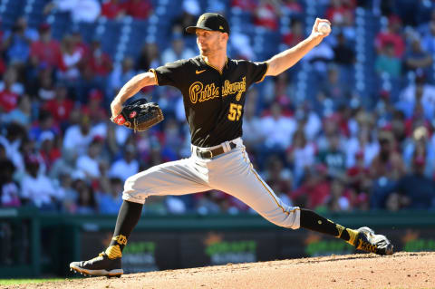 Sep 26, 2021; Philadelphia, Pennsylvania, USA; Pittsburgh Pirates relief pitcher Chasen Shreve (55)