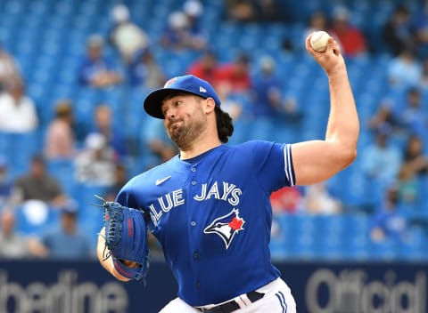 Sep 15, 2021; Toronto, Ontario, CAN; Toronto Blue Jays starting pitcher Robbie Ray (38) delivers a