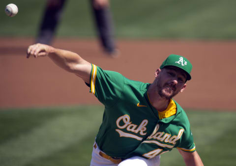 Sep 23, 2021; Oakland, California, USA; Oakland Athletics starting pitcher Chris Bassitt (40)