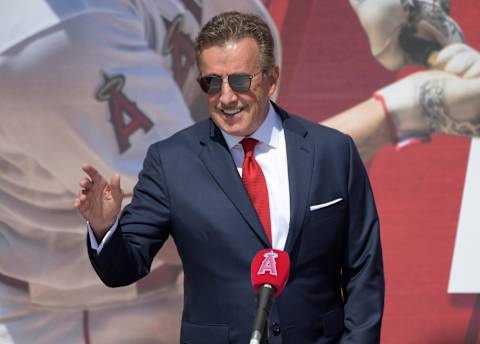 Mar 24, 2019; Anaheim, CA, USA; Los Angeles Angels owner Arte Moreno at a press conference to