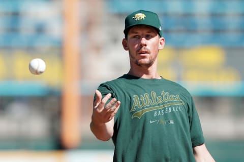 Sep 11, 2021; Oakland, California, USA; Oakland Athletics starting pitcher Chris Bassitt (40) is someone the Angels are reportedly trying to trade for