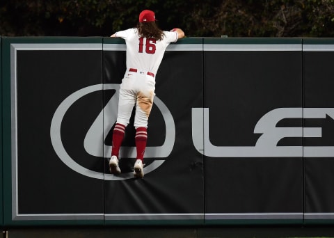 Sep 23, 2021; Anaheim, California, USA; LA Angels, Brandon Marsh