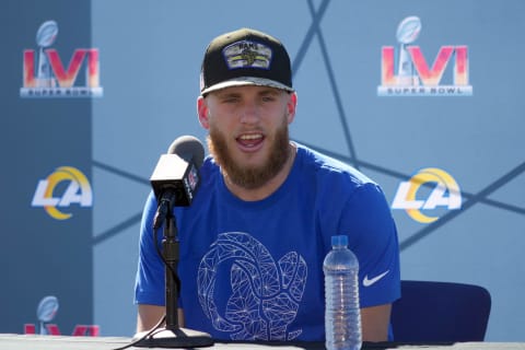 Feb 11, 2022; Thousand Oaks, CA, USA; Los Angeles Rams receiver Cooper Kupp during press conference