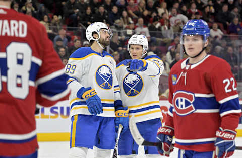 Jan 4, 2024; Montreal, Quebec, CAN; Buffalo Sabres forward Jeff Skinner (53) and teammate Buffalo