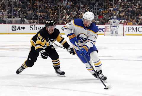 Jan 6, 2024; Pittsburgh, Pennsylvania, USA;  Buffalo Sabres center Casey Mittelstadt (37) skates