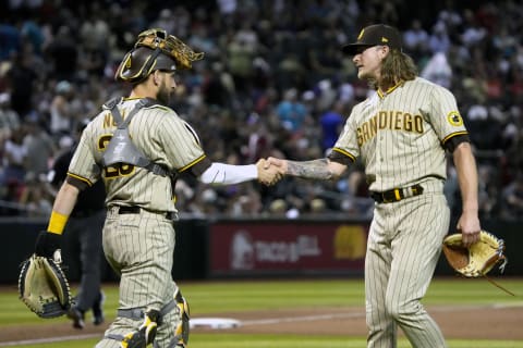 San Diego Padres catcher Austin Nola and pitcher Josh Hader