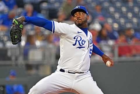 May 3, 2023; Kansas City, Missouri, USA;  Kansas City Royals relief pitcher Aroldis Chapman (54)