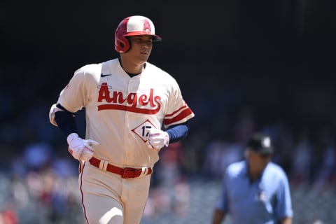 Aug 23, 2023; Anaheim, California, USA; Los Angeles Angels starting pitcher Shohei Ohtani (17)