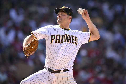 Sep 4, 2023; San Diego, California, USA; San Diego Padres starting pitcher Rich Hill (41) throws a