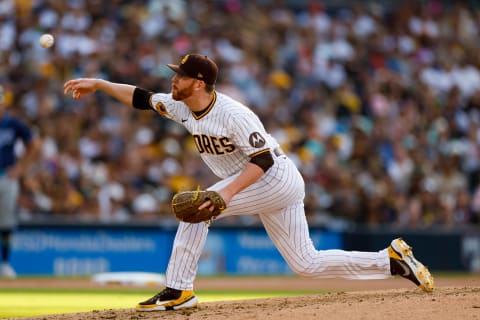 Jun 17, 2023; San Diego, California, USA; San Diego Padres relief pitcher Steven Wilson (36) throws