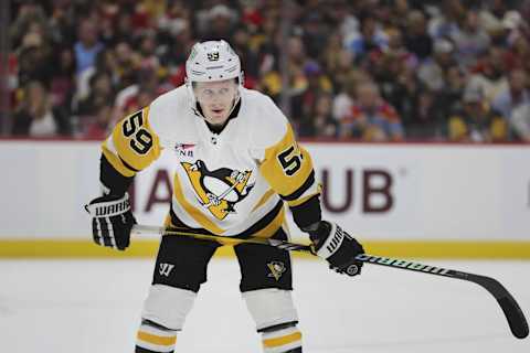 Dec 8, 2023; Sunrise, Florida, USA; Pittsburgh Penguins left wing Jake Guentzel (59) 