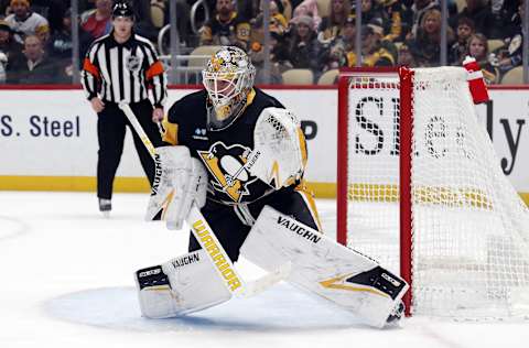 Jan 15, 2024; Pittsburgh, Pennsylvania, USA; Pittsburgh Penguins goaltender Tristan Jarry (35)