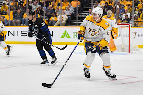 Oct 28, 2023; Nashville, Tennessee, USA; Nashville Predators defenseman Ryan McDonagh (27) skates