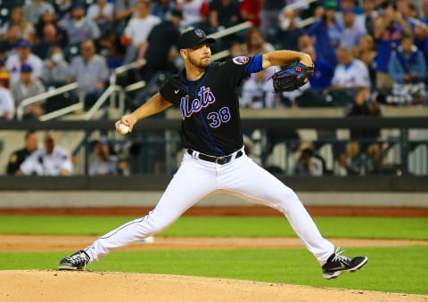 Sep 10, 2021; New York City, New York, USA; New York Mets starting pitcher Tylor Megill (38) pitches