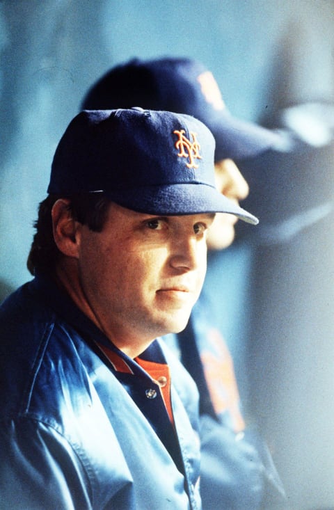 Tom Seaver in the dugout as the Mets host the San Diego Padres on May 18, 1983 at Shea Stadium,