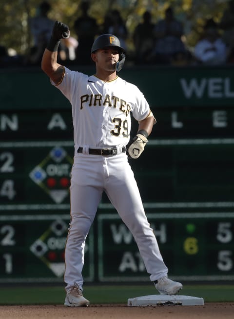 Oct 1, 2023; Pittsburgh, Pennsylvania, USA;  Pittsburgh Pirates second baseman Nick Gonzales (39)