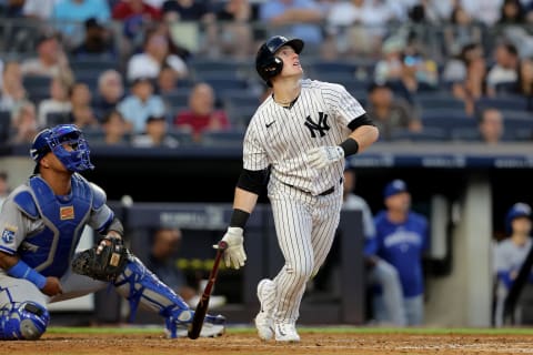 Jul 21, 2023; Bronx, New York, USA; New York Yankees center fielder Billy McKinney (57) follows