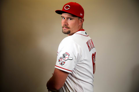 Cincinnati Reds relief pitcher Joel Kuhnel (66) stands for a portrait.