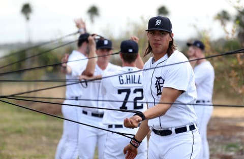 Tigers pitching prospect Wilmer Flores goes through drills during spring training minor league