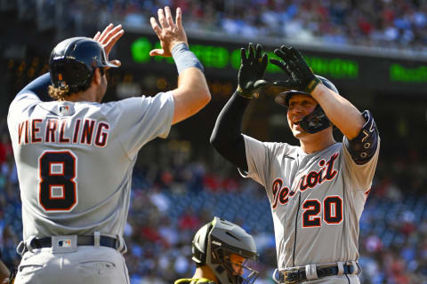 May 20, 2023; Washington, District of Columbia, USA; Detroit Tigers first baseman Spencer Torkelson