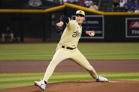 Jul 28, 2023; Phoenix, Arizona, USA; Arizona Diamondbacks starting pitcher Tommy Henry (47) pitches