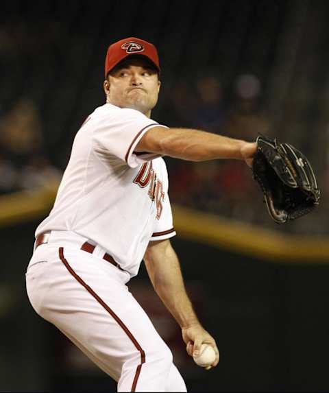 September 7, 2010; Phoenix, AZ, USA; Arizona Diamondbacks pitcher Mike Hampton (21)  during the game