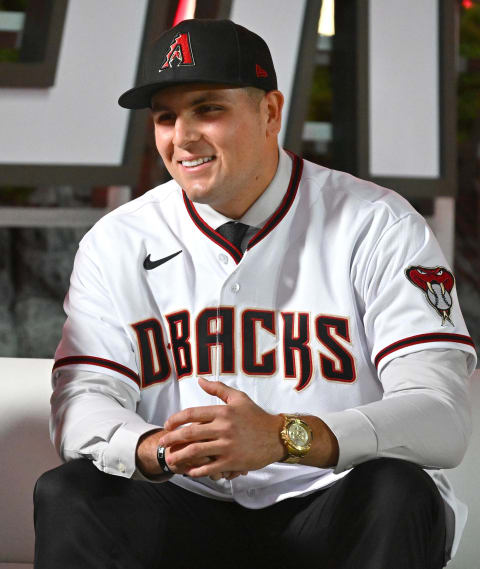 Jul 17, 2022; Los Angeles, CA, USA;  Ivan Melendez wears his jersey after he was selected by the