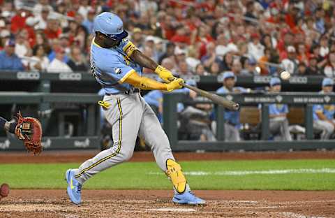 Sep 13, 2022; St. Louis, Missouri, USA;  Milwaukee Brewers designated hitter Andrew McCutchen (24)