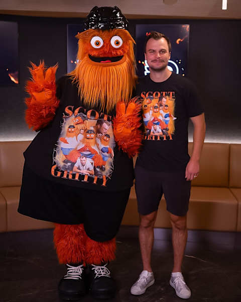 Now you can own a shirt inspired by Scott Laughton and Gritty's JCPenny photoshoot.