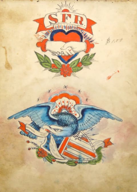 SAMUEL O’REILLY, “EAGLE AND SHIELD,” CA. 1875–1905, WATERCOLOR, INK, AND PENCIL ON PAPER, COLLECTION OF LIFT TRUCKS PROJECT