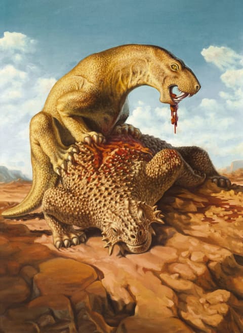 INOSTRANCEVIA, DEVOURING A PAREIASAURUS, 