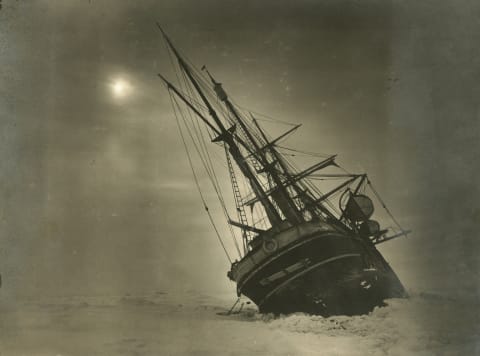 The 'Endurance' stuck in ice.