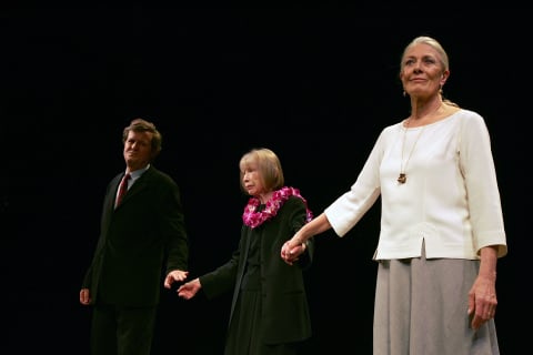 David Hare, Joan Didion, and Vanessa Redgrave at Broadway's opening night of 'The Year of Magical Thinking.'